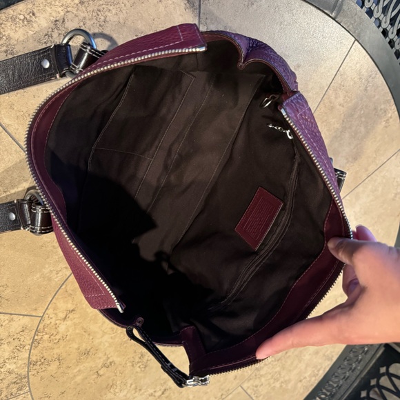 Coach Berry & Brown Leather Zippered Satchel Shoulder Bag - Picture 2 of 9